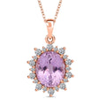 AAA Martha Rocha Kunzite and Luxuriant Lab Grown G-H SI 6.75 ctw Blush & Bloom Pendant Necklace in 10K Rose Gold 18 Inches - Sticky add to cart bar
