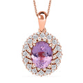 D'Joy Premium Martha Rocha Kunzite and Moissanite 5.90 ctw Pendant Necklace in 18K Vermeil Rose Gold Over Sterling Silver 20 Inches - Sticky add to cart bar