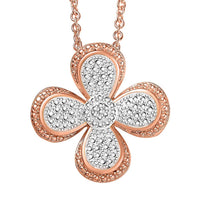EverTrue White Diamond Accent Pendant in 18K RG Plated and Platinum Bond with Stainless Steel Necklace (20 Inches)