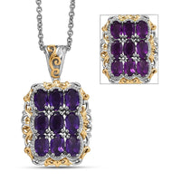 EverTrue African Amethyst Pendant in 18K YG Plated and Platinum Bond with Stainless Steel Necklace (20 Inches) 3.60 ctw