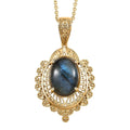 EverTrue Malagasy Labradorite 10.25 ctw Pendant in 18K YG Plated with Stainless Steel Necklace 20 Inches - Sticky add to cart bar