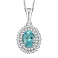 D'Joy Lagoon Apatite, Diamond 1.55 ctw Arctic Bloom Pendant Necklace 20 Inches in Rhodium Over Sterling Silver - Sticky add to cart bar