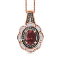 D'Joy Red Apatite, Natural White and Champagne Diamond 1.75 ctw Inferno Bloom Pendant Necklace 20 Inches in 18K Vermeil Rose Gold Over Sterling Silver - Sticky add to cart bar