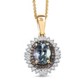 Luxoro AAA Peacock Tanzanite, Natural Champagne and White Diamond I2 2.10 ctw Sunburst Pendant Necklace in 10K Yellow Gold 20 Inches - Sticky add to cart bar