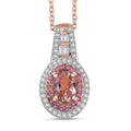 Luxoro AAA Blush Tourmaline, Pink Sapphire and I2 Diamond 1.25 ctw Blush Majesty Pendant Necklace 20 Inches in 10K Rose Gold - Sticky add to cart bar