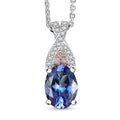 D'Joy Premium Tanzanite, Natural Pink and White Diamond 1.25 ctw Infinity Bliss Pendant Necklace 20 Inches in 18K Vermeil RG and Rhodium Over Sterling Silver - Sticky add to cart bar