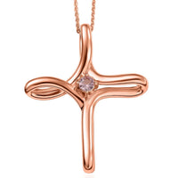 D'Joy Champagne Apatite 0.25 ctw Cross Pendant Necklace 20 Inches in 18K Vermeil Rose Gold Over Sterling Silver