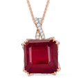 D'Joy Niassa Ruby (FF) and White Zircon 22.35 ctw Art-Deco Pendant Necklace 20 Inches in 18K Vermeil Rose Gold Over Sterling Silver - Sticky add to cart bar