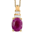 Luxoro Premium Royal Ruby and I2 Diamond 2.40 ctw Pendant Necklace 20 Inches in 10K Yellow Gold - Sticky add to cart bar
