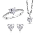 J Francis Embellished with Zirconia by Swarovski 3.80 ctw Earrings, Ring and Pendant in Platinum Over Sterling Silver with Stainless Steel Necklace 20 Inches - Sticky add to cart bar