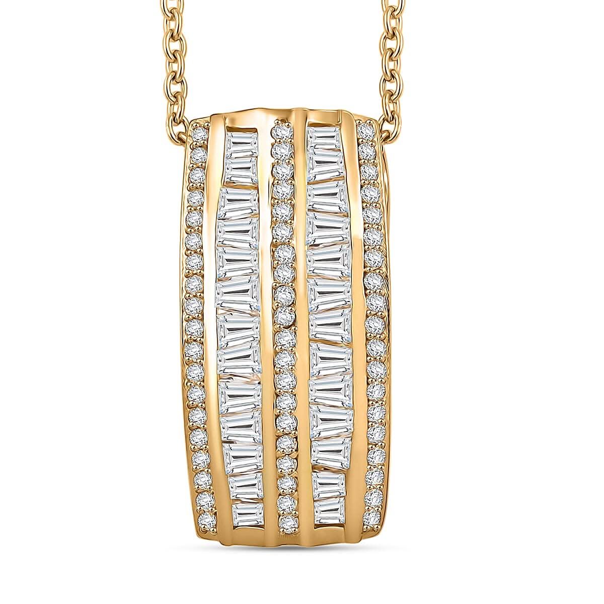 J Francis Embellished with Zirconia by Swarovski 4.60 ctw Starlit Steps Pendant in 18K YG Plated and Stainless Steel Necklace 20 Inches