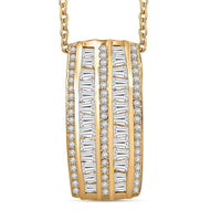 J Francis Embellished with Zirconia by Swarovski 4.60 ctw Starlit Steps Pendant in 18K YG Plated and Stainless Steel Necklace 20 Inches