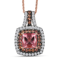 D'Joy Red Apatite and Multi Gemstone 2.35 ctw Crown Inferno Pendant Necklace in 18K Vermeil Rose Gold Over Sterling Silver 20 Inches