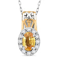 D'Joy Madagascar Yellow Sapphire and White Zircon 0.85 ctw Art Deco Pendant Necklace in 18K Vermeil YG and Rhodium Over Sterling Silver 20 Inches - Sticky add to cart bar