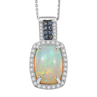 D'Joy Premium Ethiopian Welo Opal and Multi Gemstone 5.40 ctw Celestial Light Pendant Necklace 20 Inches in Rhodium Over Sterling Silver