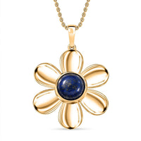 Lapis Lazuli 4.50 ctw Pendant in 18K YG Plated with ION Plated YG Stainless Steel Necklace (20 Inches)