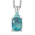 D'Joy Dean Teal Fluorite (IR) and Blue Apatite 2.60 ctw Ocean Glow Pendant Necklace in Platinum Over Sterling Silver 20 Inches - Sticky add to cart bar
