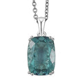D'Joy Dean Teal Fluorite (IR) 7.60 ctw Ocean Depth Pendant Necklace 20 Inches in Platinum Over Sterling Silver - Sticky add to cart bar