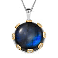 D'Joy AAA Malagasy Labradorite and White Zircon 24.35 ctw Pendant Necklace in 18K Vermeil YG and Rhodium Over Sterling Silver 20 Inches - Sticky add to cart bar