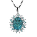 D'Joy Dean Teal Fluorite (IR) and Multi Gemstone 4.00 ctw Bubbles Pendant Necklace in Platinum Over Sterling Silver 20 Inches - Sticky add to cart bar