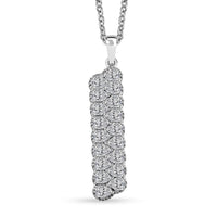 J Francis Embellished with Zirconia by Swarovski 4.15 ctw Crownline Pendant Necklace 20 Inches in Platinum Over Sterling Silver