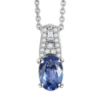 Luxoro AAA Ceylon Sapphire and Diamond 1.10 ctw Celestial Night Sky Pendant Necklace in 10K White Gold 20 Inches