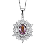 D'Joy Royal Lavender Spinel and Moissanite 1.50 ctw Regal Spark Pendant Necklace in Rhodium Over Sterling Silver 20 Inches