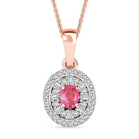 D'Joy Premium Mahenge Spinel and Diamond 0.75 ctw Regal Radiance Pendant Necklace 20 Inches in 18K Vermeil Rose Gold Over Sterling Silver