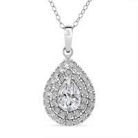 D'Joy Moissanite 2.60 ctw Eternal Glow Pendant Necklace 20 Inches in Rhodium Over Sterling Silver