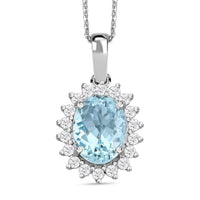 Certified & Appraised Iliana AAA Santa Maria Aquamarine and SI Diamond 1.40 ctw Pendant Necklace in 18K White Gold 18 Inches