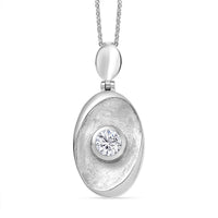 D'Joy Moissanite (Rnd 5mm) Pendant Necklace (20 Inches) in Rhodium Over Sterling Silver 0.50 ctw