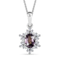 D'Joy Royal Lavender Spinel and Diamond 1.10 ctw Royal Rays Pendant Necklace in Rhodium Over Sterling Silver 20 Inches - Sticky add to cart bar
