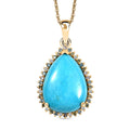 Premium Sleeping Beauty Turquoise and Luxuriant Lab Grown Multi Diamond SI 12.75 ctw Pendant Necklace in 18K Vermeil Yellow Gold Over Sterling Silver 20 Inches - Sticky add to cart bar