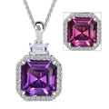 Certified & Appraised Luxuriant AAA Lab Grown Purple Sapphire and Lab Grown E-F VS Diamond 6.98 ctw Pendant Necklace in 10K White Gold 18 Inches - Sticky add to cart bar