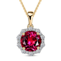 Certified & Appraised AAA Luxuriant Bixbite (LG) and E-F VS Lab Grown Diamond 3.51 ctw Pendant Necklace in 10K Yellow Gold 18 Inches