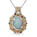 D'Joy Ethiopian Welo Opal and Multi Gemstone 3.85 ctw Pendant Necklace 20 Inches in 18K Vermeil YG and Rhodium Over Sterling Silver - Sticky add to cart bar