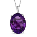 D'Joy Premium African Amethyst Solitaire Pendant Necklace (20 Inches) in Rhodium Over Sterling Silver 50.00 ctw - Sticky add to cart bar
