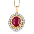 D'Joy African Ruby (FF) and White Zircon 4.20 ctw Pendant Necklace in 18K Vermeil Yellow Gold Over Sterling Silver 18 Inches - Sticky add to cart bar