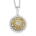 D'Joy Natural Yellow and White Diamond I2-I3 1.00 ctw Blooming Floral Pendant Necklace 20 Inches in Rhodium Over Sterling Silver - Sticky add to cart bar