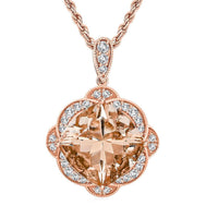Luxoro AAA Marropino Morganite and G-H I2 Diamond 6.94 ctw Pendant Necklace in 10K Rose Gold 20 Inches