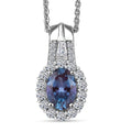 Luxuriant AAA Lab Grown Alexandrite and White Zircon 1.60 ctw Midnight Whisper Pendant Necklace in Rhodium Over Sterling Silver 20 Inches - Sticky add to cart bar