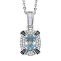 D'Joy Santa Maria Aquamarine, Blue and White Diamond 0.70 ctw Ocean Bloom Pendant Necklace in Rhodium Over Sterling Silver 20 Inches - Sticky add to cart bar