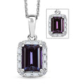 Luxuriant Premium Lab Grown Alexandrite and White Topaz 2.35 ctw Eclipse Empire Pendant Necklace in Rhodium Over Sterling Silver 20 Inches - Sticky add to cart bar