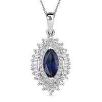 D'Joy Catalina Iolite and White Zircon 2.75 ctw Starlit Grace Pendant Necklace in Rhodium Over Sterling Silver 20 Inches