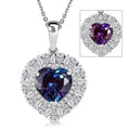 D'Joy Premium Lab Grown Alexandrite and Moissanite 5.85 ctw Twilight Heart Pendant Necklace in Rhodium Over Sterling Silver 20 Inches - Sticky add to cart bar