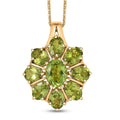 D'Joy Hebei Peridot 7.70 ctw Blooming Flower Pendant Necklace in 18K Vermeil Yellow Gold Over Sterling Silver 20 Inches - Sticky add to cart bar