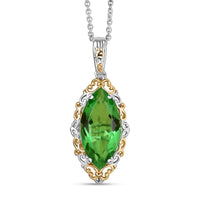 EverTrue Chartreuse Quartz (Triplet) 10.50 ctw Art Deco Pendant in 18K YG Plated and Platinum Bond with Stainless Steel Necklace 20 Inches
