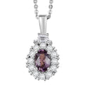D'Joy Royal Lavender Spinel and White Zircon 1.10 ctw Classic Halo Pendant Necklace in Rhodium Over Sterling Silver 20 Inches - Sticky add to cart bar