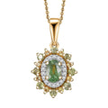 D'Joy Ambanja Demantoid Garnet and Multi Gemstone 1.20 ctw Sunleaf Bloom Pendant Necklace in 18K Vermeil Yellow Gold Over Sterling Silver 20 Inches - Sticky add to cart bar