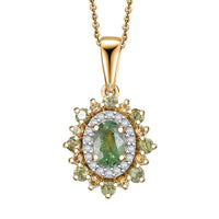 D'Joy Ambanja Demantoid Garnet and Multi Gemstone 1.20 ctw Sunleaf Bloom Pendant Necklace in 18K Vermeil Yellow Gold Over Sterling Silver 20 Inches